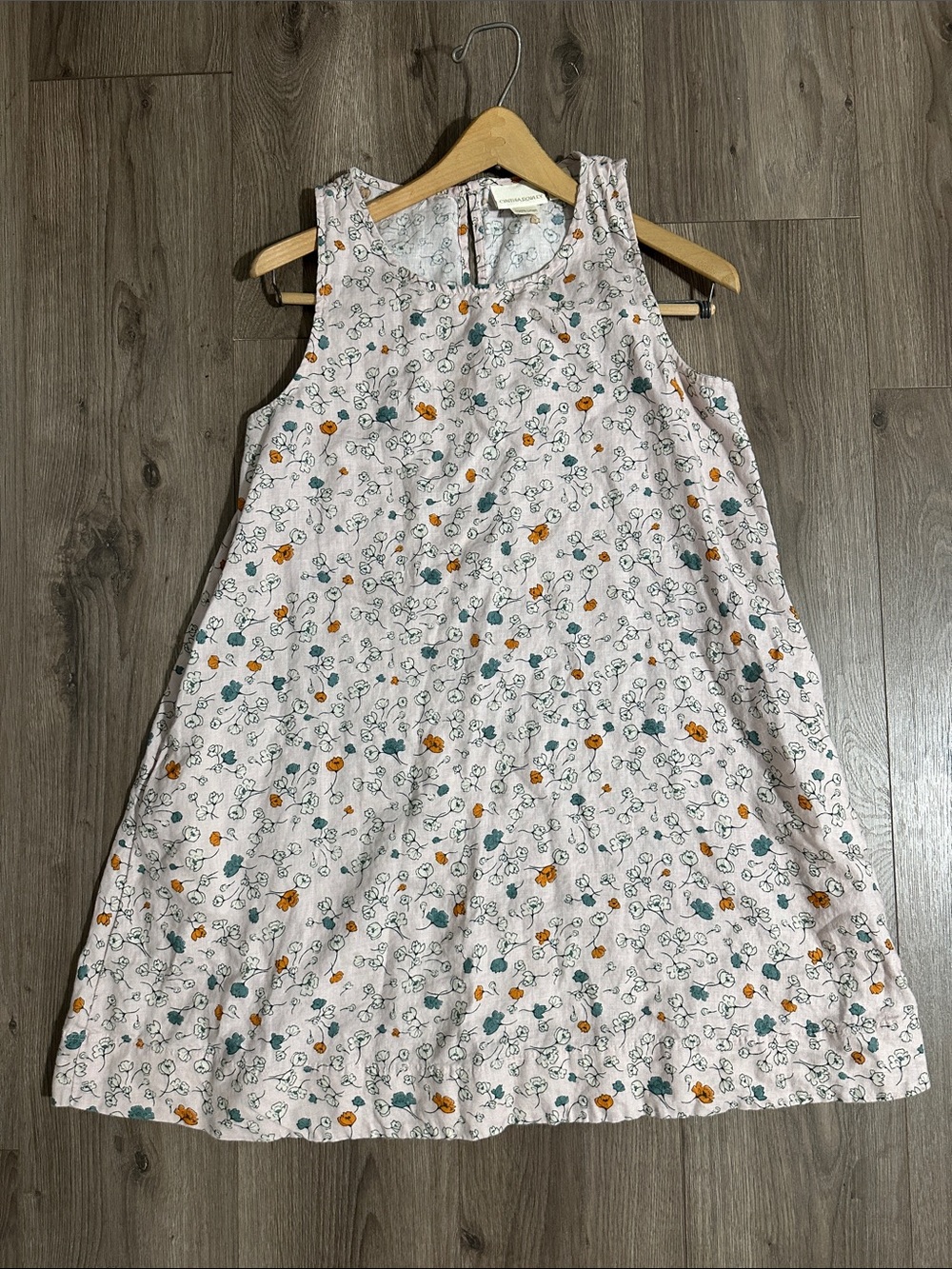 Cynthia Rowley Linen Light Pink Floral Midi Dress 100% Linen